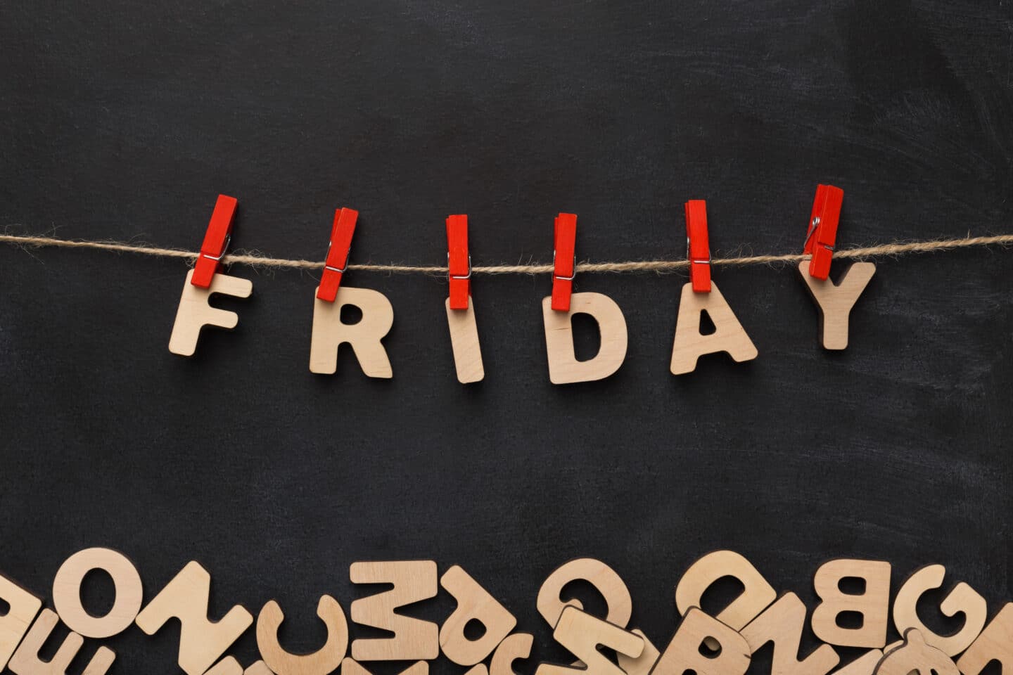 Friday word made of wooden letters