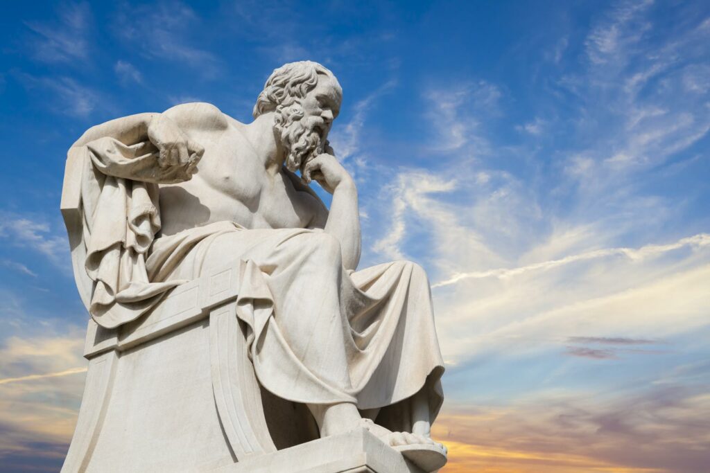 Socrates thinking statue