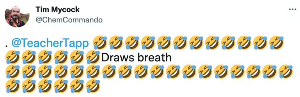 Tim Mycock Tweet lots of laughing faces.